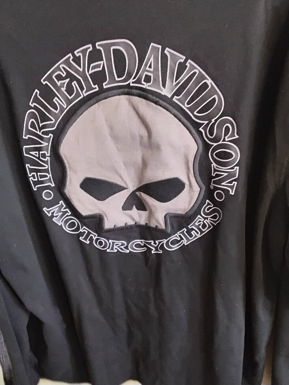 Harley-Davidson Men's Willie G Skull Long Sleeve Tee Black XL Excellent Conditio